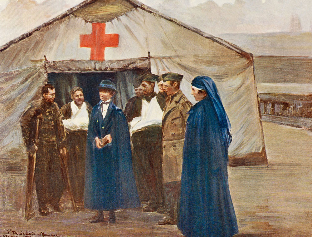 Illustration showing the American Red Cross in France, 1918